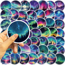 50Pcs Northern Lights Art Cartoon Stickers Mobile Phone Case Luggage Skateboard DIY Decorative Waterproof Stickers For Toy (ONLINE ORDER ONLY)