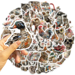 50Pcs Animals of Newspaper Sculptures Stickers Laptop Suitcase Graffiti Skateboard Luggage Waterproof PVC Stickers Kids Gift Toy (Online Order Only)