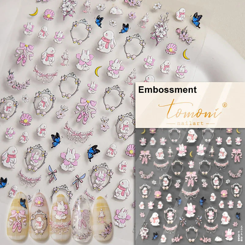 Cookies Chocolate Love Heart Flower Bowknot Rabbit Bunny Lace Bear Star Bouquet Rabbit Adhesive Nail Art Sticker Manicure Decal (ONLINE ORDER ONLY)