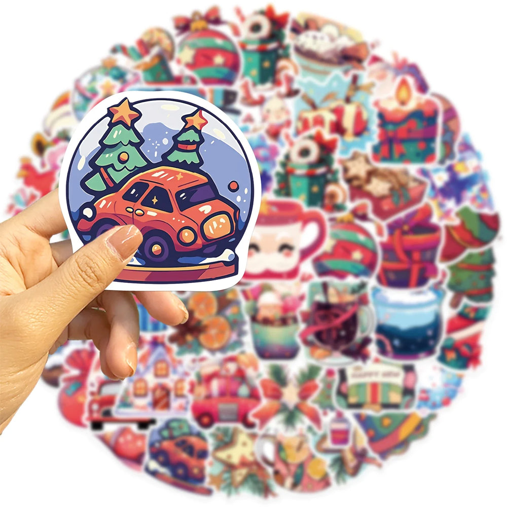 50pcs New Year Merry Christmas Stickers Santa Claus Snowman Children Gift Decal Skateboard Suitcase Sticker for Kids﻿ (ONLINE ORDER ONLY)