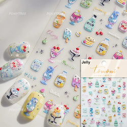 Soda Fruit Beverage Bottle Bear Watermelon Popsicle Dessert Ice Cream Cat Cherry Strawberry Bow Summer Nail Art Stickers Decals (ONLINE ORDER ONLY)