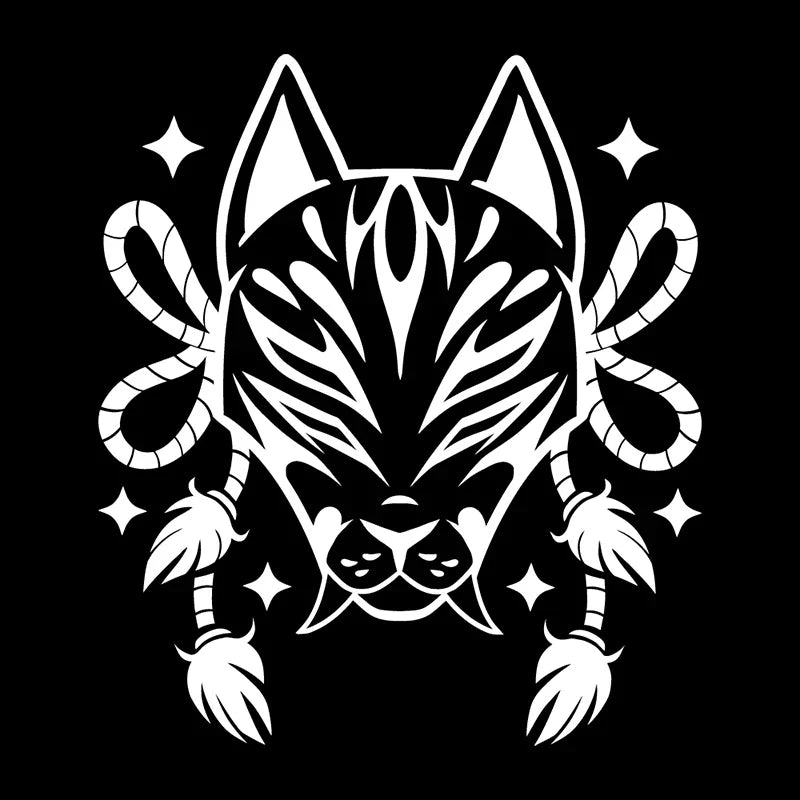 A Nine Tailed Fox Mask Car Sticker for  Window Door Motorcycle Sticker External Accessories Die Cutting Waterproof Vinyl Decals (ONLINE ORDER ONLY)