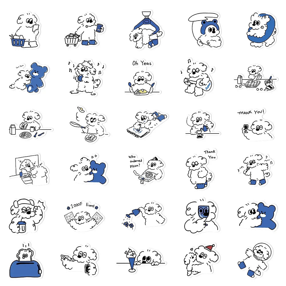 10/30/65PCS Kawaii Naughty Puppy Dog Stickers Graffiti DIY Luggage Phone Fridge Laptop Wall Decals PVC Waterproof Classic Toys (ONLINE ORDER ONLY)