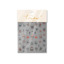 Cat Eye Halloween Terror Spider Cross Rose Love Heart Flower Snake Web Candy Bunny Thrilling Nail Art Stickers Manicure Decals (Online Order Only)