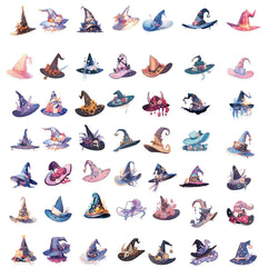 10/30/50pcs Cartoon Magic Witch Hat Cute Stickers Aesthetic Decals DIY Fridge Laptop Phone Suitcase Decoration Sticker Kids Toys (ONLINE ORDER ONLY)