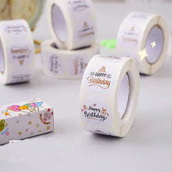 100-500pcs Cute Happy birthday Stickers for Gift Wrapping Decoration Envelope Sealing Label Kids toys Stationery Stickers 1inch (ONLINE ORDER ONLY)