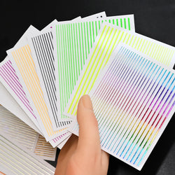 1Pc Laser Silver Gold Lines Stripe Nail Sticker Metal Strip Luxury Nails Slider Self Adhesive Slider Papers Transfer Stickers *& (Online Order Only)