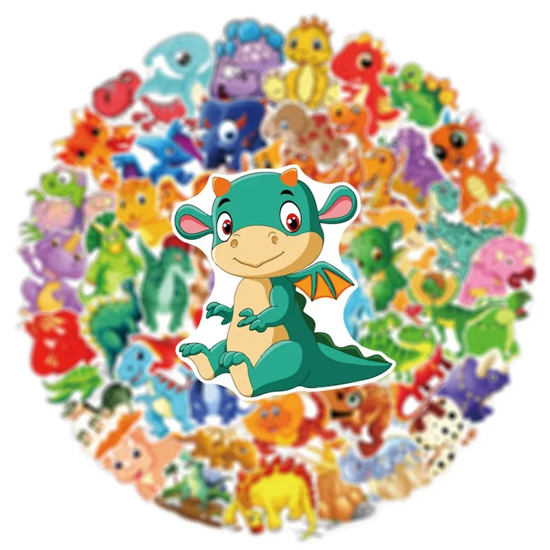 10/30/60PCS Cartoon Dinosaur Sticker Aesthetic PVC Children's Korean Stationery School Supplies Decoration Scrapbooking for Kids (ONLINE ORDER ONLY)
