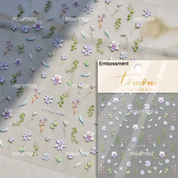 Chic Wild Flower Oil Painting Small Variegated Daisy Peach Blossom Lavender Petal Adhesive Nail Art Stickers Manicure Decals (Online Order Only)