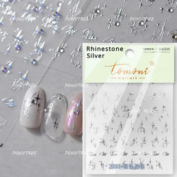 Silver Star Moon Clock Watch Cherry Love Heart Bowknot Gird Irregular Lines Dot Liquid Lava Nail Art Stickers Manicure Decals (ONLINE ORDER ONLY)