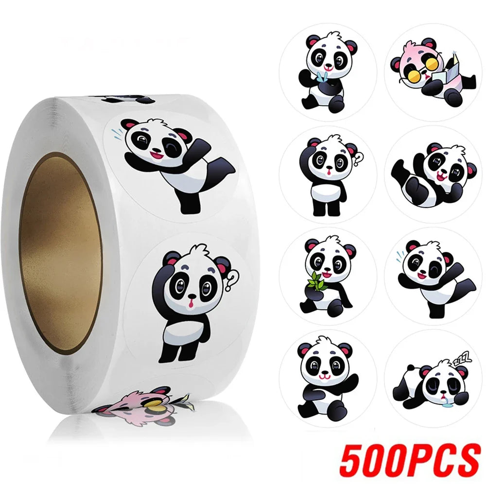 100-500pcs Cute Panda Animals Stickers for Kids School Encouragement Students Games Toy Reward Labels Stationery Stickers (ONLINE ORDER ONLY)