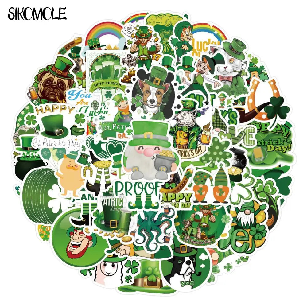 St. Patrick's Day Green Cartoon Stickers - 10/30/50PCS DIY Fridge Decals (ONLINE ORDER ONLY)
