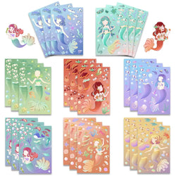 8 Sheets Pink Mermaid DIY Face Puzzle Sticker Set (ONLINE ORDER ONLY)