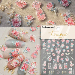 Pink Hot Stamping Flower Charm Peach Blossom Canglan Clover Daisy Pearl Self Adhesive Nail Art Decoration Sticker Manicure Decal (ONLINE ORDER ONLY)