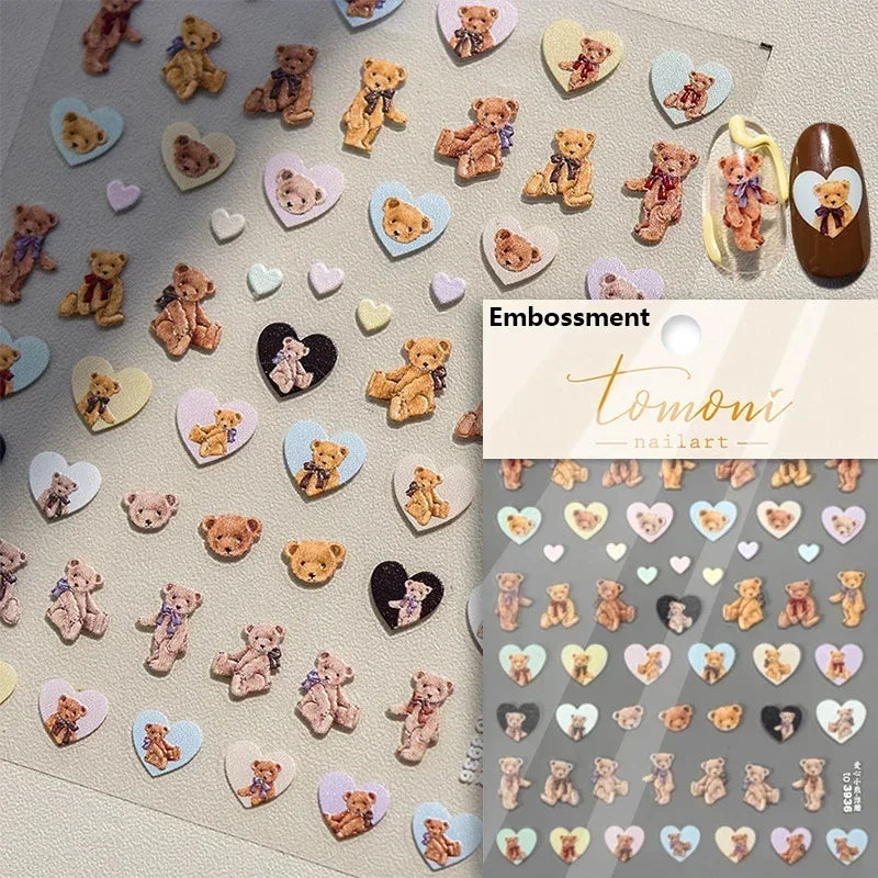 Cookies Chocolate Love Heart Flower Bowknot Rabbit Bunny Lace Bear Star Bouquet Rabbit Adhesive Nail Art Sticker Manicure Decal (ONLINE ORDER ONLY)