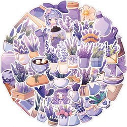 10/30/50PCS Purple Lavender PVC Sticker Aesthetic Children's Decoration Scrapbooking Korean Stationery School Supplies for Kids (ONLINE ORDER ONLY)
