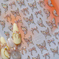 Cute Jelly Bowknot Butterfly Chic Animals Ribbon Tie Shine 3D Fantasy Nail Art Decorations Stickers DIY Dreamy Manicure Decals (Online Order Only)