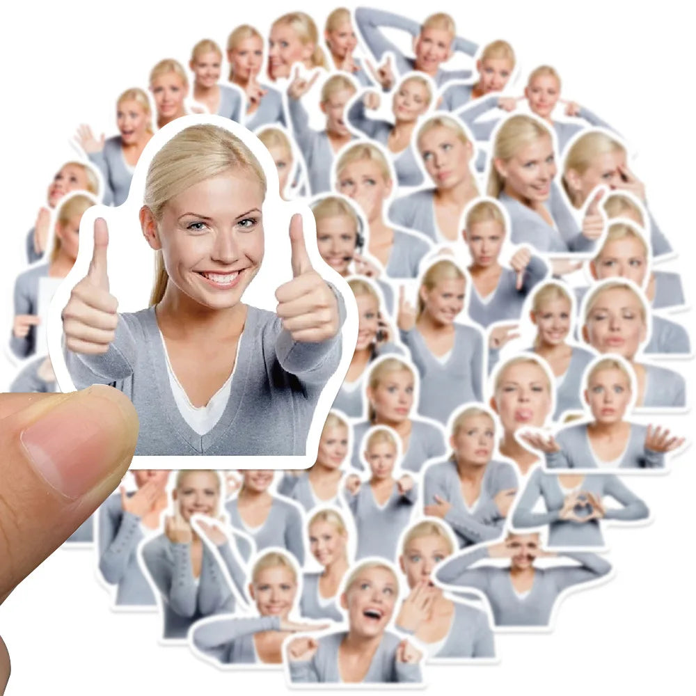 Blond Hair Meme Stickers - Waterproof PVC Decals for Phone, Notebook, Bike, Laptop (ONLINE ORDER ONLY)