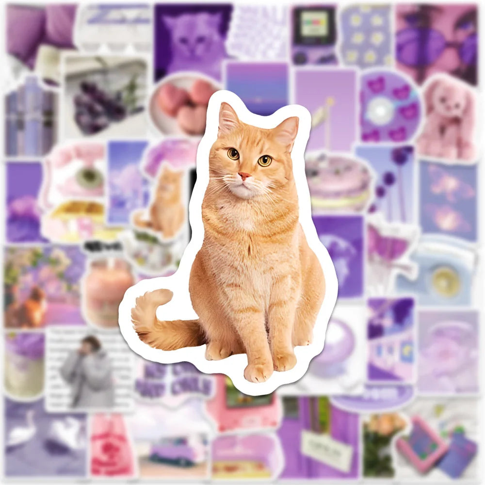 10/30/50PCS Cute Cartoon Purple Stickers Ins Style Decals PVC Waterproof Graffiti DIY Suitcase Notebook Suitcase Guitar Bike Toy (ONLINE ORDER ONLY)