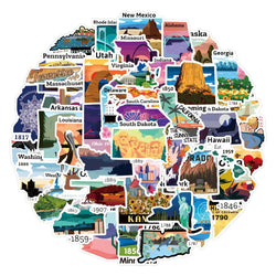 America Map Stickers 10/30/50PCS for Laptop, Luggage, Skateboard, Kid Toys, Gift (Online Order Only)
