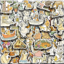 50pcs Fluffy Holiday and Funny Animals Stickers For Water Bottles Laptop Skateboard Computer Vinyl Waterproof Stickers (Online Order Only)
