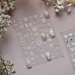 Lovely Heart Strawberry Cherry Bowknot Lace Lolita Crystal Rhinestone Line Rococo Chic Adhesive Nail Art Sticker Manicure Decals (ONLINE ORDER ONLY)