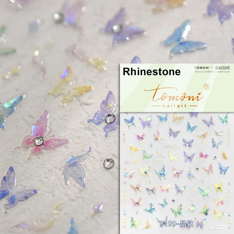 Dreamy Moon Star Cloud Butterfly Starrylight Rhinestone 5D Soft Embossed Relief Nail Art Sticker 3D Decal Decoration Manicure (ONLINE ORDER ONLY)