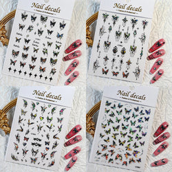 1pcs Butterfly Floral Nail Art Stickers Magic Shell Light Laser Black/White Nail Decoration Butterfly Slider Manicure Ornaments* (Online Order Only)