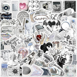Cool Silver Graffiti Stickers: 10/30/66pcs Aesthetic Cartoon Decals for Skateboard, Guitar, Notebook, Phone, Bike (ONLINE ORDER ONLY)