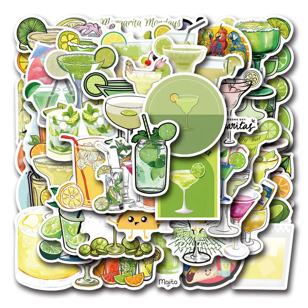 Margarita Cocktail Stickers Pack - Drink Cartoon Decals for Luggage, Laptop, Phone, Guitar, Car, Bike, Toy (ONLINE ORDER ONLY)