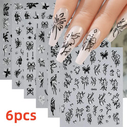 5/8Pcs 3D Hawaiian Flowers Nail Art Stickers Summer Decors with Tropical Leaves Slider Vibrant Pink & White Flowers for Parties* (ONLINE ORDER ONLY)