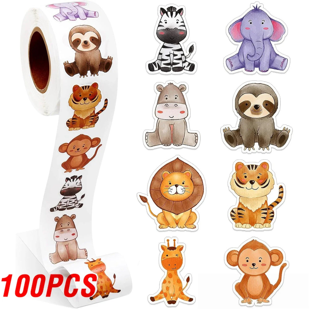 100-500pcs Animals Cartoon Reward Label Sealing Thank You Sticker Stationery DIY Decoration Scrapbooking School Supplies (Online Order Only)
