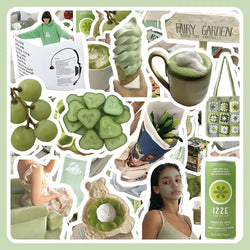 Cute Green Stickers Pack: Cartoon Decals for Scrapbook, Suitcase, Phone, Laptop, Fridge, Bike, Guitar, Car (Online Order Only)