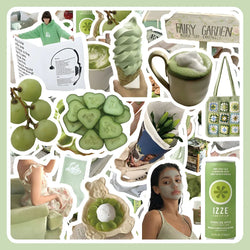 Cute Green Stickers Pack: Cartoon Decals for Scrapbook, Suitcase, Phone, Laptop, Fridge, Bike, Guitar, Car (Online Order Only)