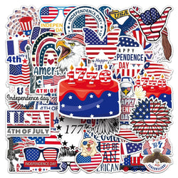 10/50Pcs American Flag Independence Day Cool Stickers Laptop Guitar Luggage Phone Waterproof Graffiti Sticker Decal Kid Toys (ONLINE ORDER ONLY)