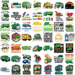 50PCS Green Garbage Truck Stickers For Suitcase Skateboard Laptop Luggage Phone Car Styling DIY Decal Sticker (ONLINE ORDER ONLY)