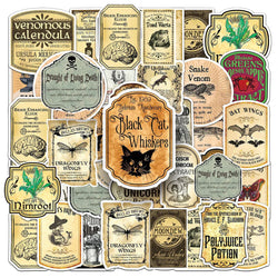 10/30/50pcs Vintage Magic Potion Label Sticker Packs (ONLINE ORDER ONLY)