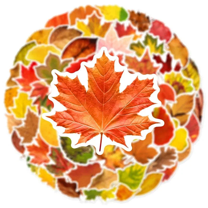 10/30/60PCS Fallen Leaves PVC Sticker Aesthetic Children's Decoration Scrapbooking Sketchbook Korean Stationery School Supplies (Online Order Only)