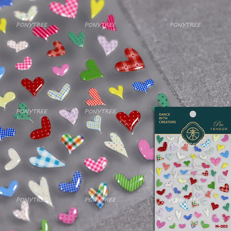 Black Silver Bowknot Love Heart Lace Irregular Line Lava Chic Self Adhesive Nail Art Stickers Embossed Reliefs Manicure Decals (Online Order Only)