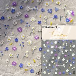 Chic Wild Flower Oil Painting Small Variegated Daisy Peach Blossom Lavender Petal Adhesive Nail Art Stickers Manicure Decals (Online Order Only)