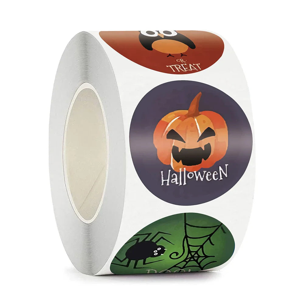 100-500pcs Halloween Pumpkin Witch Self Adhesive Paper Stickers Candy Bags Box Gift Packaging Sealing Sticker Labels (ONLINE ORDER ONLY)