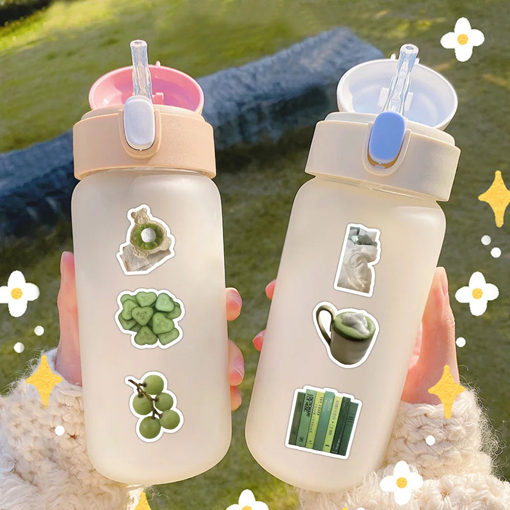 10/30/60PCS Aesthetic Green Stickers Cute Ins Style Simple Decals For Phone Scrapbook Suitcase Phone Laptop Fridge Cartoon Toys (ONLINE ORDER ONLY)