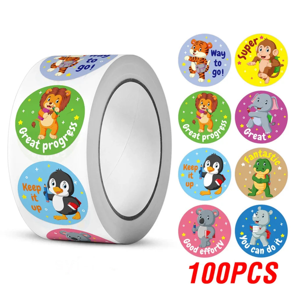 100-500pcs New Reward Sticker Teacher Child Classic Cute Decor Sticker For School Class Kids Student 1 Inch Round Stickers (ONLINE ORDER ONLY)