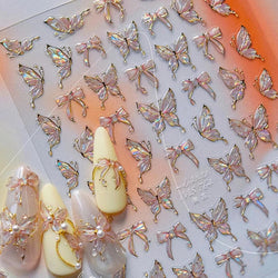 Bowknot Ribbon Butterfly Jelly Shiny Sparkling Delicate Charming Bow Tie 5D Nail Art Decorations Stickers DIY Manicure Decals (ONLINE ORDER ONLY)