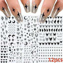 12pcs 3D Golden Glitter Heart Love Nail Stickers Valentine Self Adhesive Cute Cartoon Decal Geometry Slider Manicure Decoration* (ONLINE ORDER ONLY)