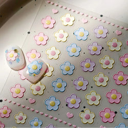 Lovely Colored Flower Fried Egg Petal Love Heart Cartoon Pink Yellow Purple Blue Delicate Charm Nail Art Stickers Manicure Decal (ONLINE ORDER ONLY)