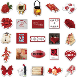 10/30/50PCS 2023 New Year Red Stickers Ins Style Cartoon Decals Toys For Kids DIY Skateboard Luggage Phone Suitcase Wall Sticker (Online Order Only)