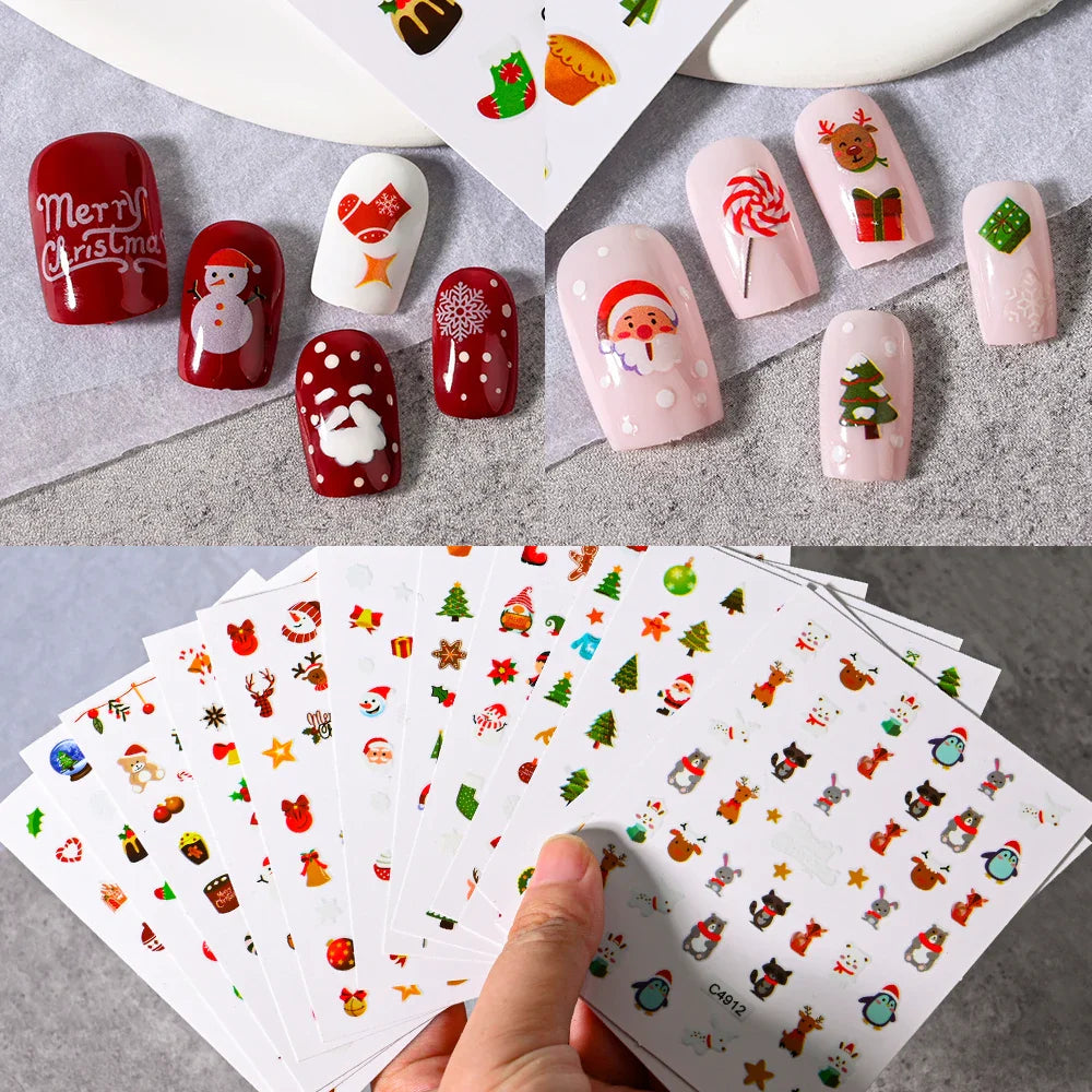 Merry Christmas Penguin Nail Art Sticker 3D Slider Deer Santa Claus Decal New Year Nail Decorations Sticker Manicure Accessories (ONLINE ORDER ONLY)