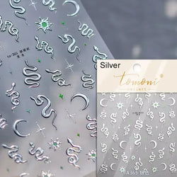 Metal Snake Flower Pattern Stars Eye Pot Moon Butterfly Story Retro Meteor Candle Hourglass Nail Art Sticker Manicure Tool Decal (ONLINE ORDER ONLY)