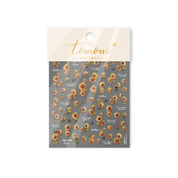 Embossed Shiny Vigor Sunflower Turnsole Vitality Butterfly Daisy Oil Painting Plant 5D Adhesive Nail Art Sticker Manicure Decals (ONLINE ORDER ONLY)